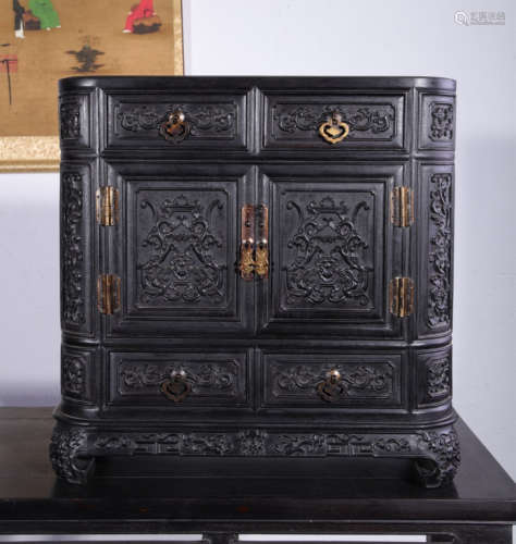 ZITAN WOOD CABINET CARVED WITH BEAST