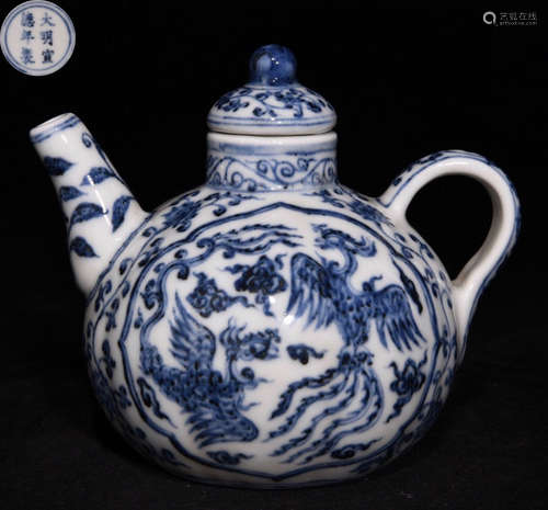 DAMINGXUANDENIANZHI MARK BLUE&WHITE GLAZE POT