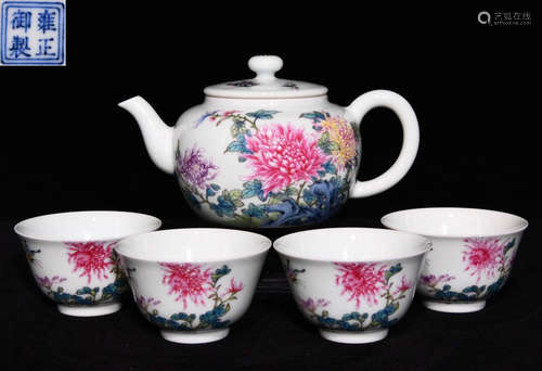 YONGZHENGNIANZHI MARK ENAMELED GLAZE POT&CUPS