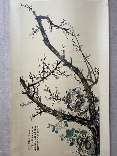 A CHINESE BIRD-AND-FLOWER PAINTING, HE XIANGNING MARK