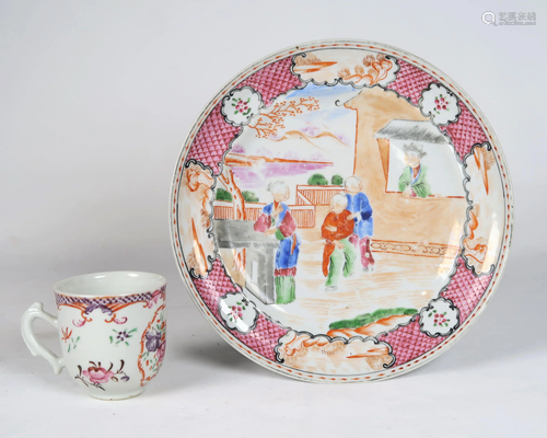 A SET OF CHINESE EXPORT PORCELAIN PLATE & CUP