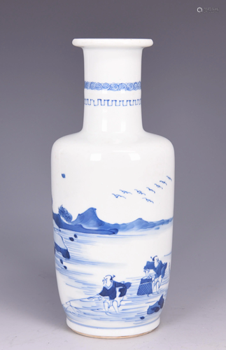 A BLUE AND WHITE LANDSCAPE PORCELAIN VASE