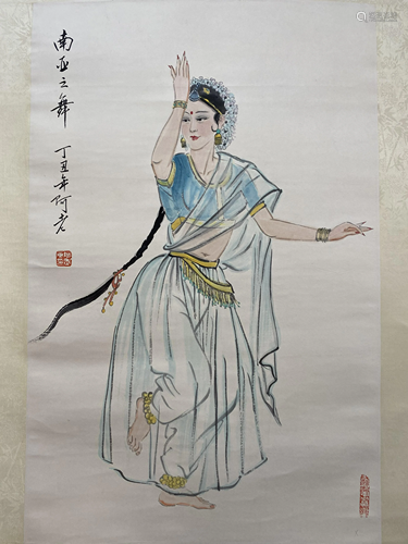 A CHINESE FIGURE PAINTING, ALAO MARK