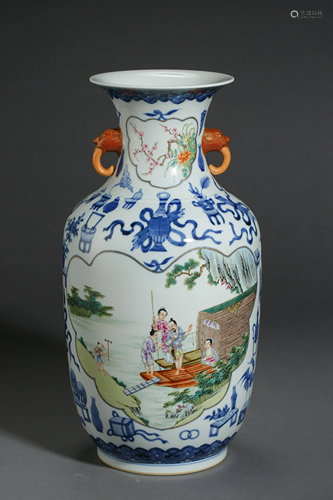 THE EIGHT TREASURES PORCELAIN VASE WITH BEAST SHAPED