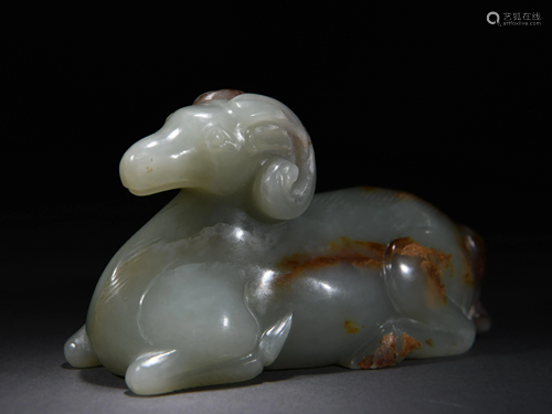 A JADE GOAT ORNAMENT