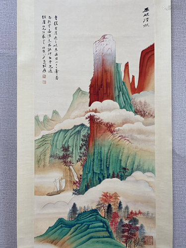 A CHINESE LANDSCAPE PAINTING, ZHANG DAQIAN MARK