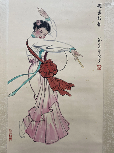 A CHINESE FIGURE PAINTING, ALAO MARK