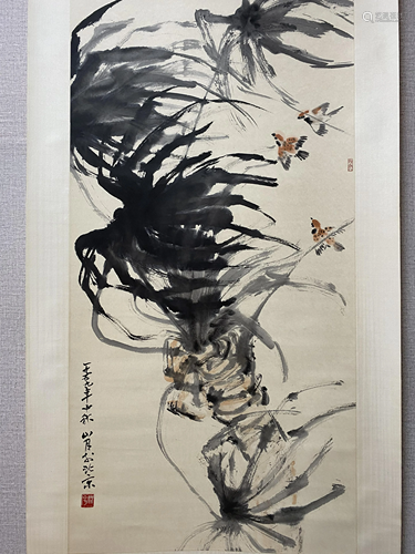 A CHINESE BIRD-AND-FLOWER PAINTING, GUAN SHANYUE MARK