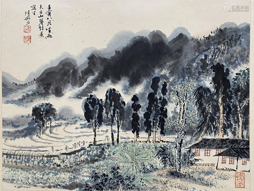 A CHINESE LANDSCAPE PAINTING, LU YANSHAO MARK