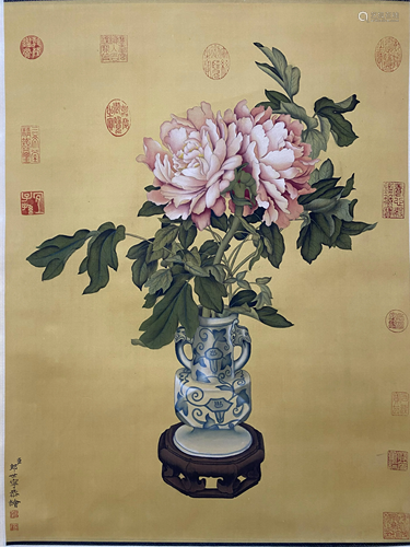 A CHINESE BIRD-AND-FLOWER PAINTING, LANG SHINING MARK