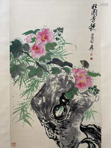 A CHINESE BIRD-AND-FLOWER PAINTING, XIE ZHILIU MARK