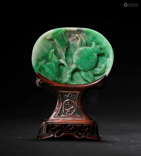 A JADEITE CARVED POMEGRANATE SCREEN