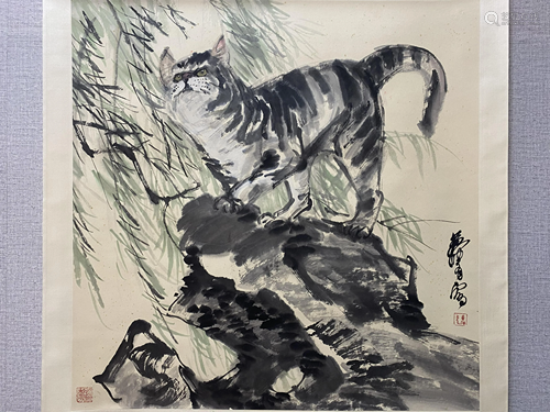 A CHINESE CAT PAINTING, HUANGZHOU MARK