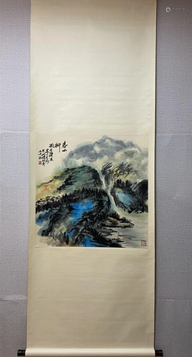 A CHINESE LANDSCAPE PAINTING, ZHU QIZHAN MARK