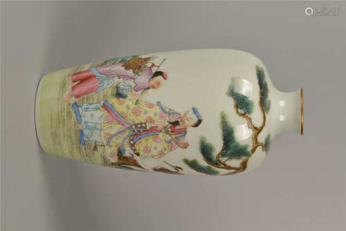 Vase 'Meiping' en porcelaine de la famille rose 粉彩 松下高仕梅瓶