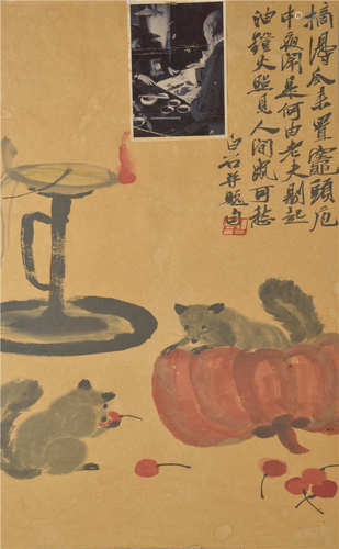 Peinture - Qi baishi 齐白石 鼠上灯台