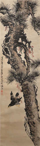 Peinture - Wang mengbai 王梦白 松下八哥