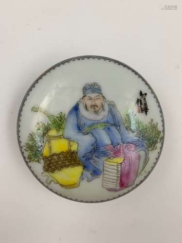 Boite en porcelaine polychrome(Fencai),Chine 粉彩墨盒