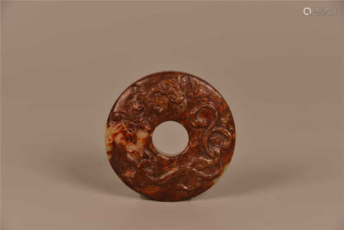 Disque BI en jade decor dragon 螭龙玉璧