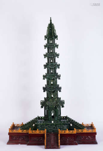 A CHINESE JASPER BUDDHIST NICHE TOWER