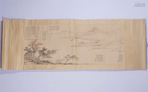 A CHINESE PAINTING MOUNTAINS AND RIVER SCENERY