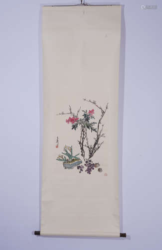 A CHINESE PAINTING BOGU FLOWERS