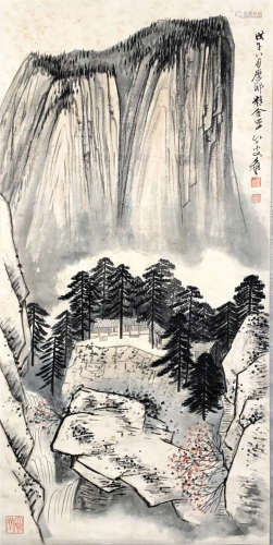 A CHINESE PAINTING HUASHAN MOUNTIAN LANDSCAPE