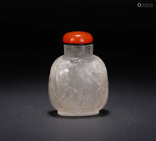 A CHINESE FULL CARVING CRYSTAL SNUFF BOTTLE