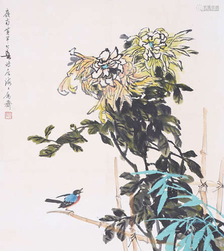 黃幻吾 花鳥 設色紙本 立軸