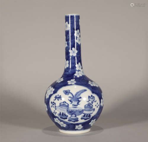 Blue and White Inc Plum Vase Guangxu Style