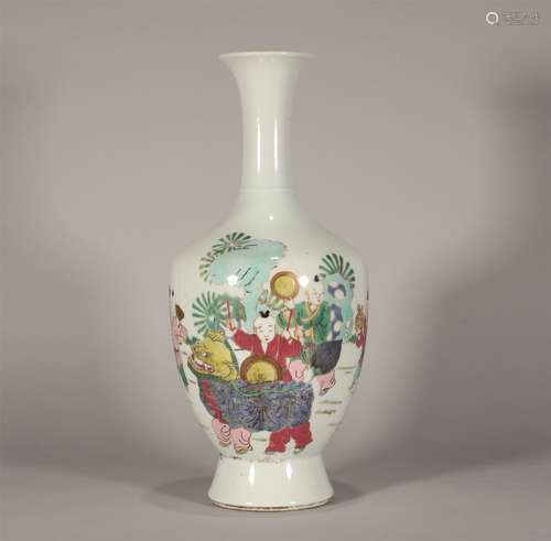 Famille Rose Kids Vase Yongzheng Style