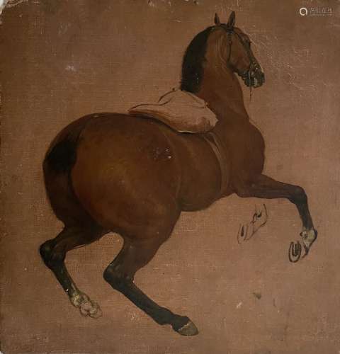 亚当-弗兰斯-范德-梅伦（1632-1690）（署名）研究马。帆布装在纸板上。...