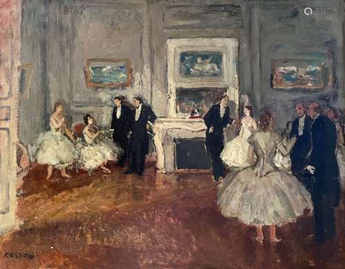马塞尔-科松（1878-1956）。歌剧院的门厅。油画，左下角有伊索莱尔签名...