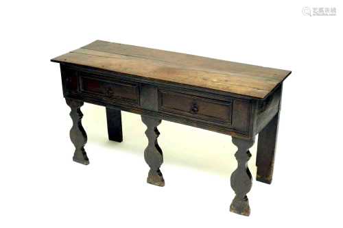 A 17th century and later oak dresser base