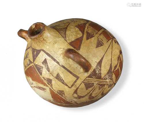 A Native American Hopi polychrome canteen