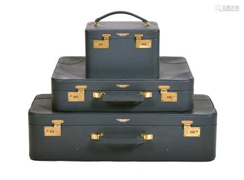 A three-piece leather luggage set for Aston Martin V8 Vantag...