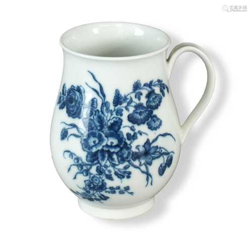 A Caughley bell-shaped mug circa 1778-83 transfer-printed in...