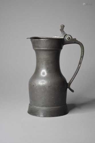 A French pewter tappit hen or 'pichet a epaulement', dated 1...