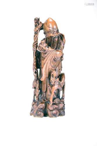 A Chinese carved rootwood figure Shoulao