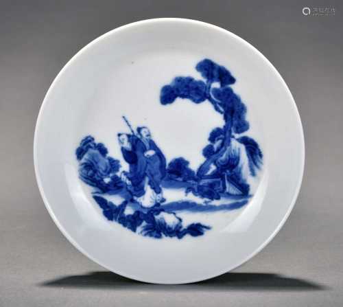 A Chinese blue and white brush washer, Qing Dynasty