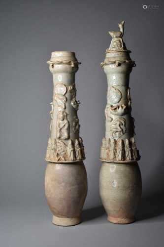 Two Chinese funerary vases, Qingbai