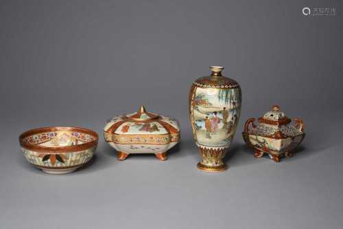 An assembled group of Japanese Satsuma ware