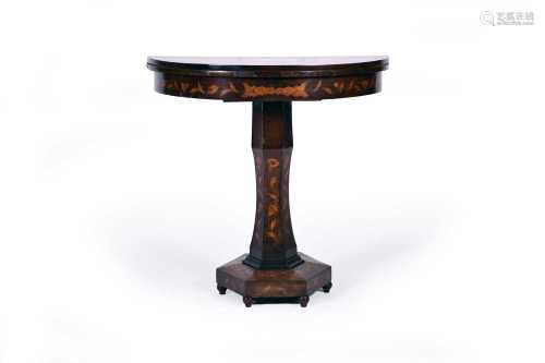 A 19th century Dutch marquetry demi-lune tea table