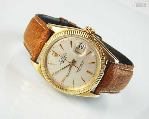 A Gentleman's 14ct gold Rolex Oyster Perpetual Datejust wris...
