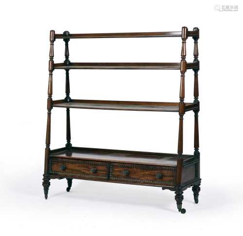 A George IV mahogany graduated, 4-tier, waterfall-type, open...