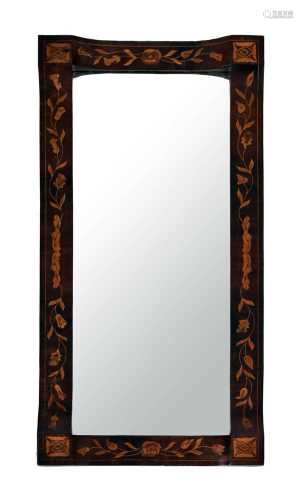 A 19th century Dutch marquetry pier mirror