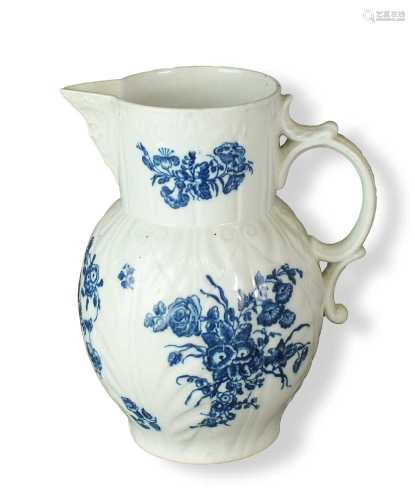 Caughley 'Three Flowers' cabbage leaf jug, circa 1785-90