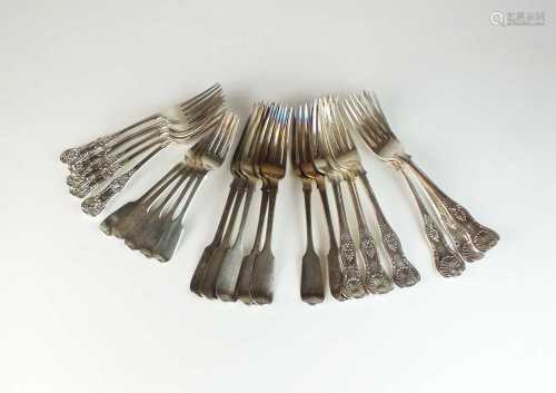 A collection of silver forks