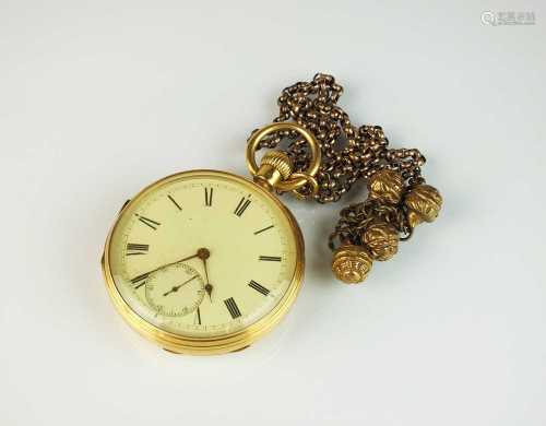 A Gentleman's mid 19th century 18ct gold open face pocket wa...