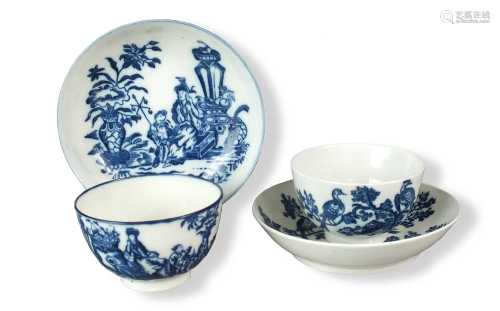 Two Caughley tea bowls and saucers